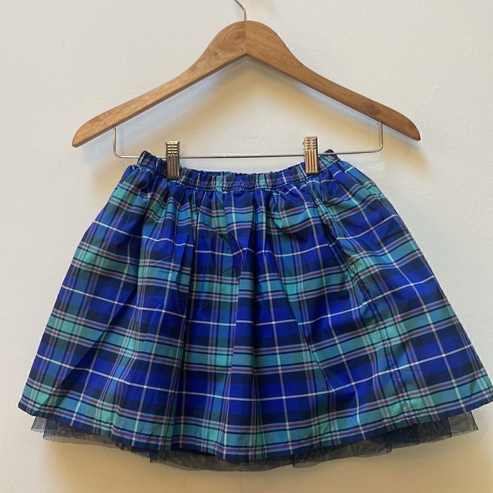 Lands’ End Kids Tartan Skirt Taffeta Size 6X-7